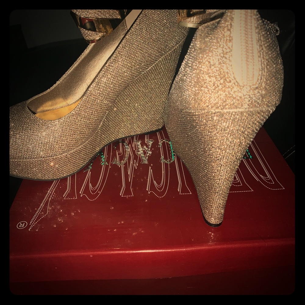 Gold Wedge Shoe